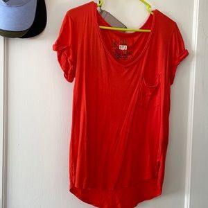 Anthropologie Bright Red Orange T-shirt